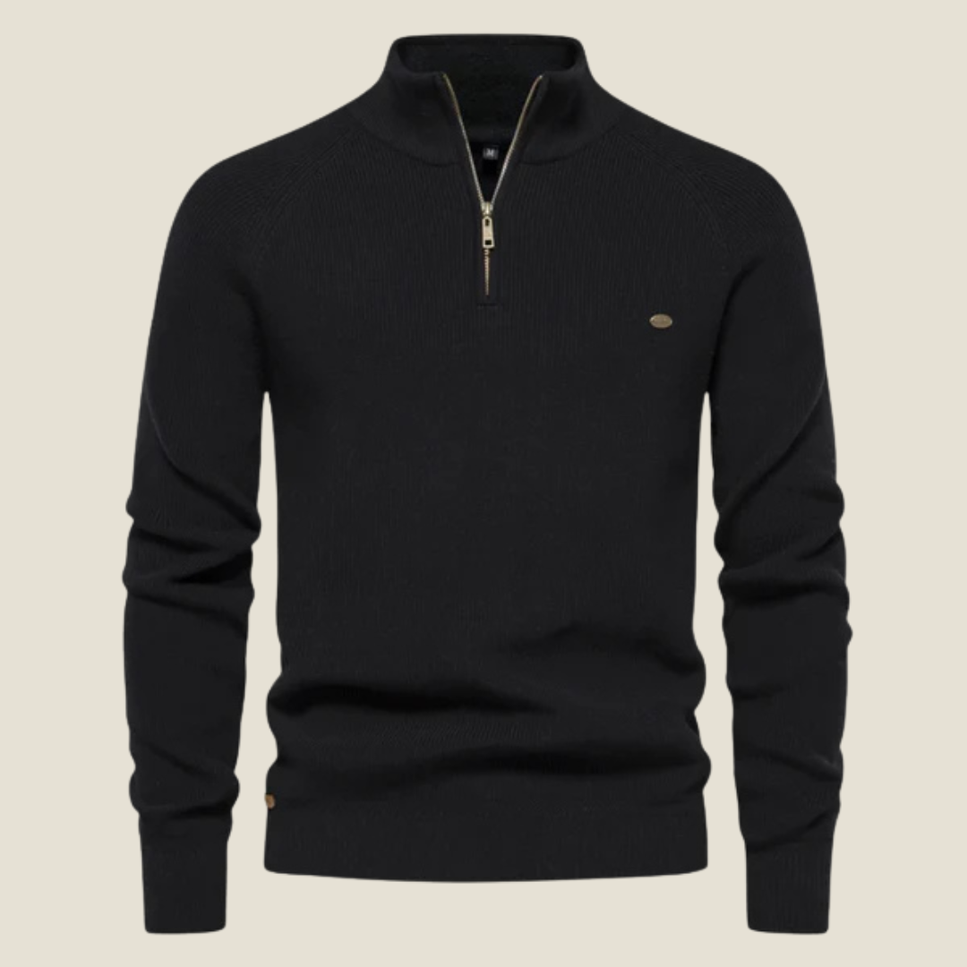 Men’s Half-Zip Sweater - Model Bennett - Black / S - st - bennet