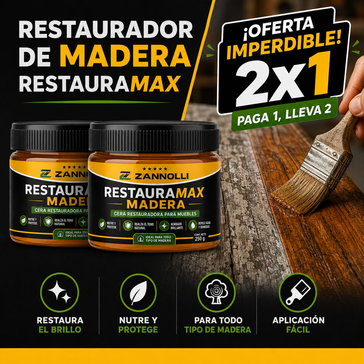 RestauraMax - Cera Restauradora para Muebles | Paga 1 y llévate 2