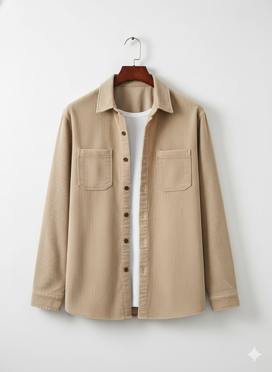 Corduroy Shirt For Men - Model Chester - Beige / S - jq - chester