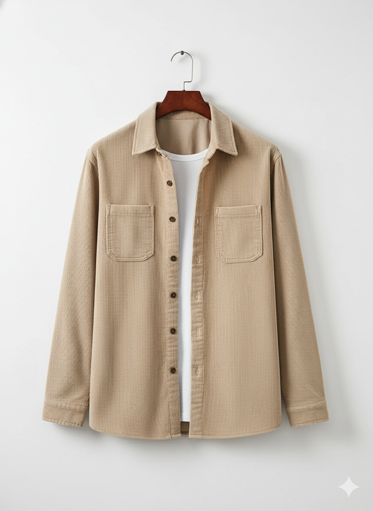 Corduroy Shirt For Men - Model Chester - Beige / S - jq - chester