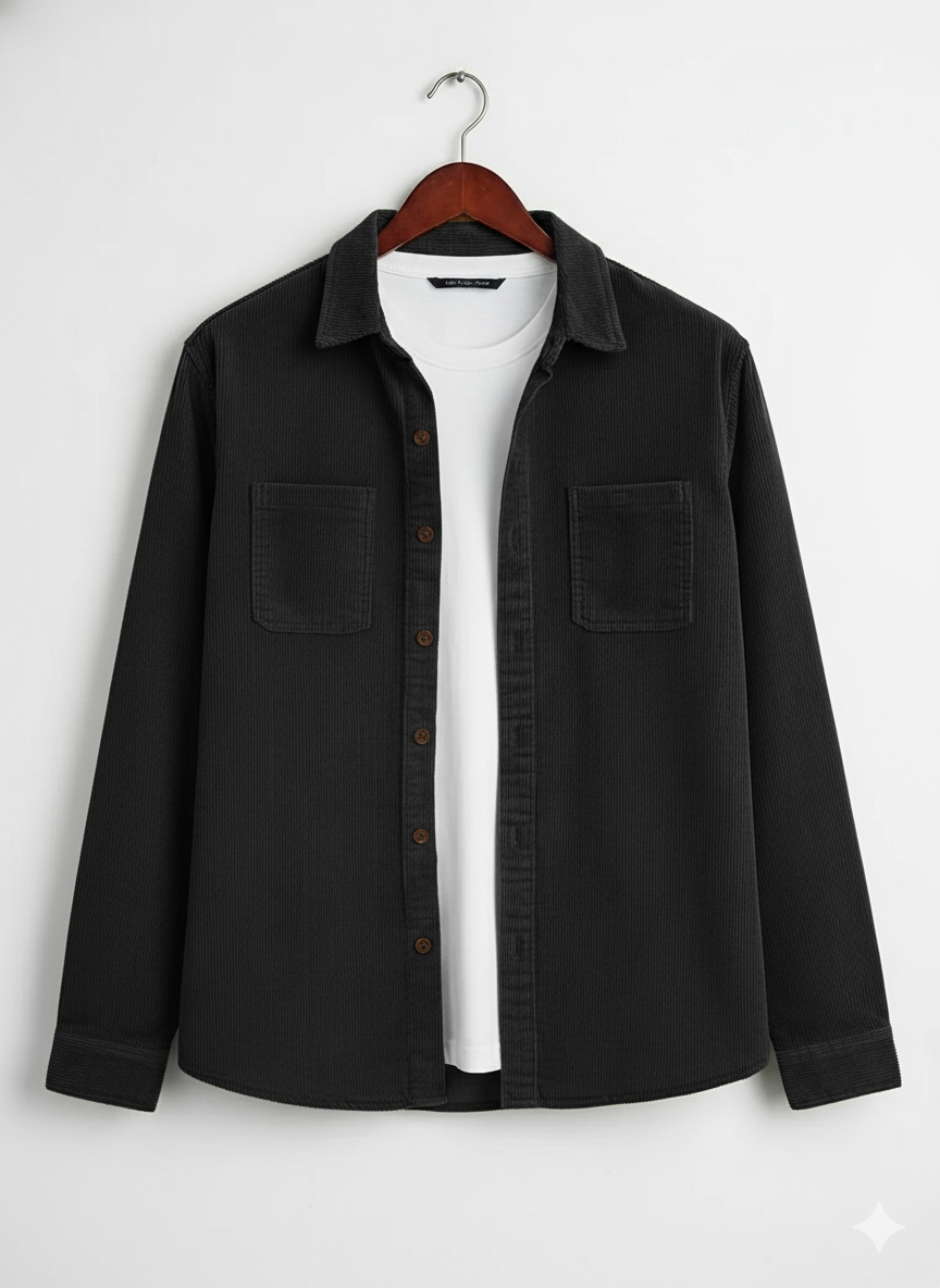 Corduroy Shirt For Men - Model Chester - Black / S - jq - chester