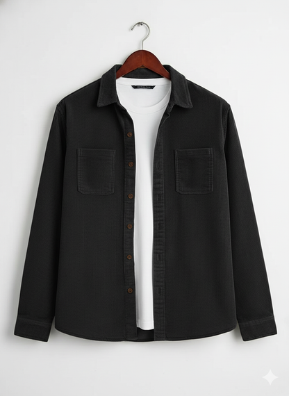 Corduroy Shirt For Men - Model Chester - Black / S - jq - chester