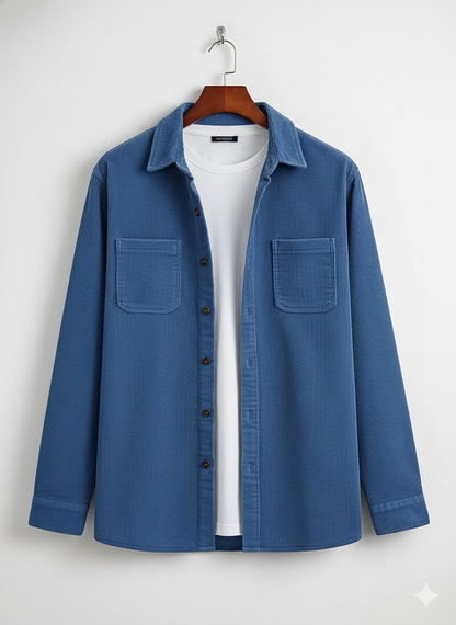 Corduroy Shirt For Men - Model Chester - Blue / S - jq - chester