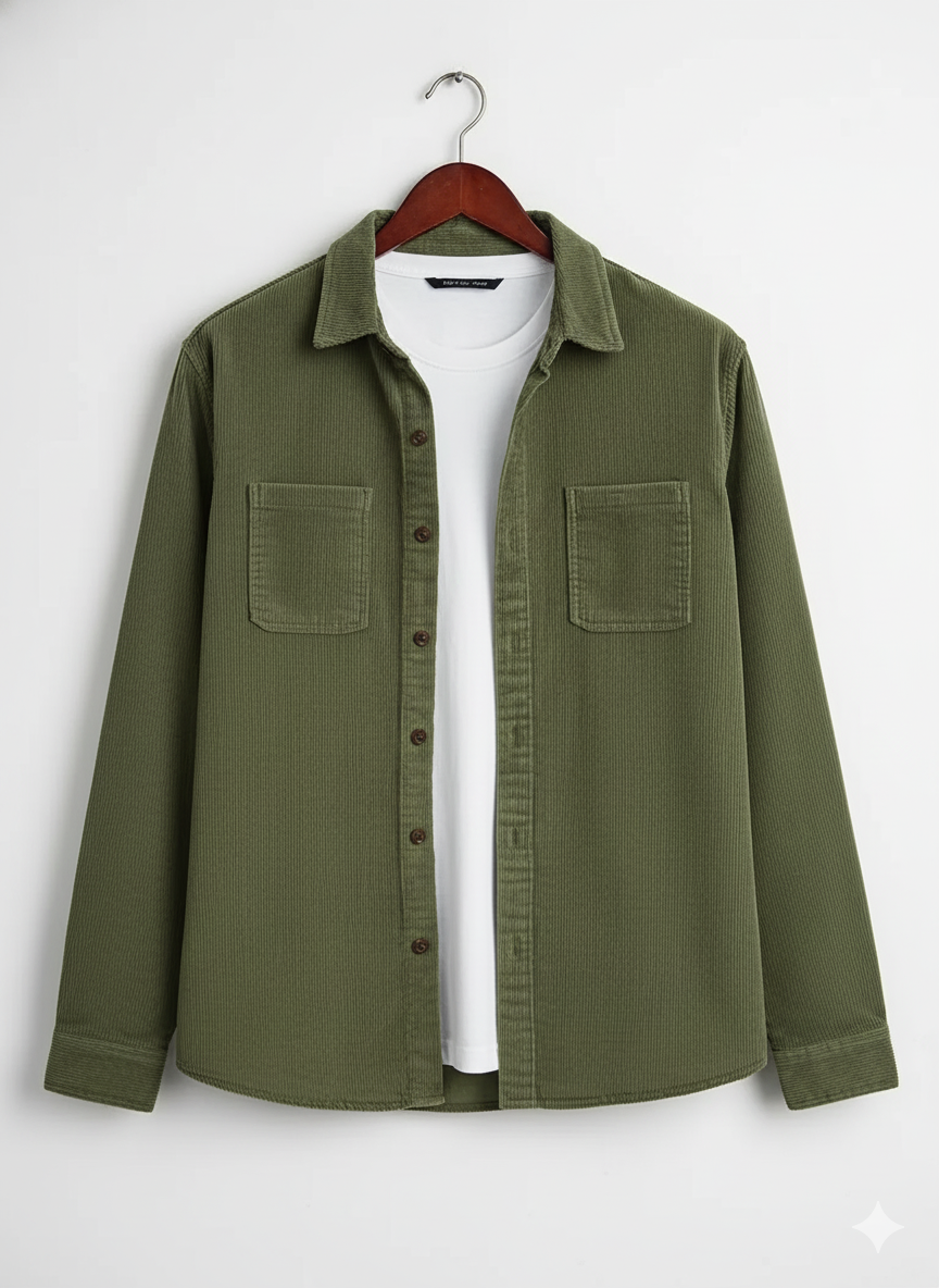 Corduroy Shirt For Men - Model Chester - Green / S - jq - chester