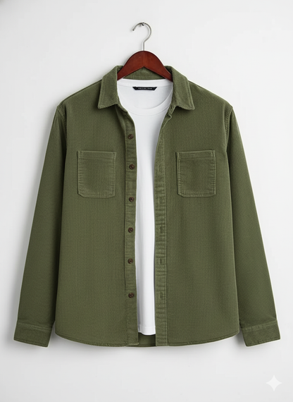 Corduroy Shirt For Men - Model Chester - Green / S - jq - chester