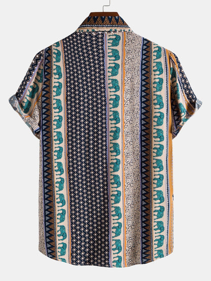 Elephant Geometric Print Shirt - Shirts