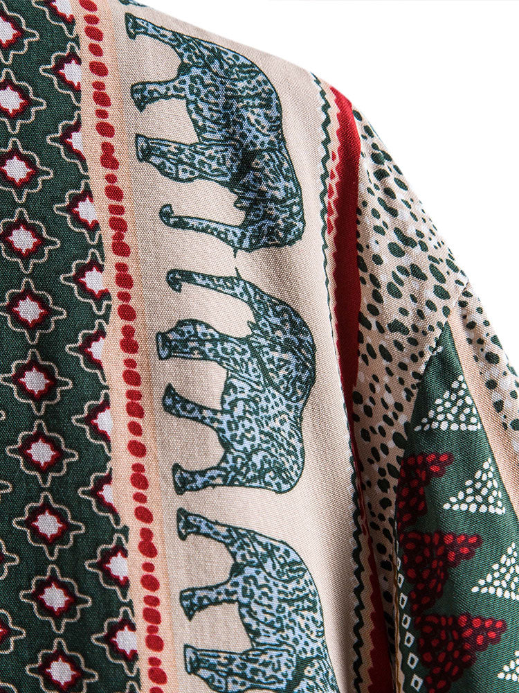 Elephant Geometric Print Shirt - Shirts