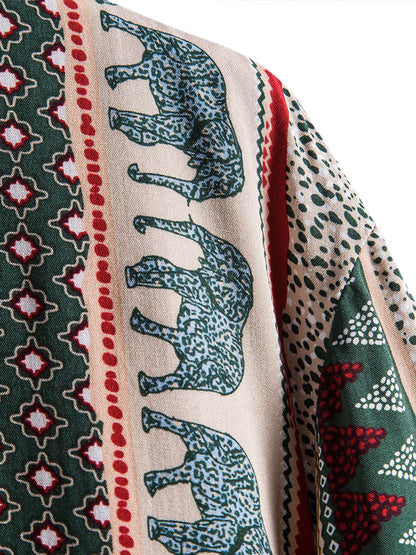 Elephant Geometric Print Shirt - Shirts