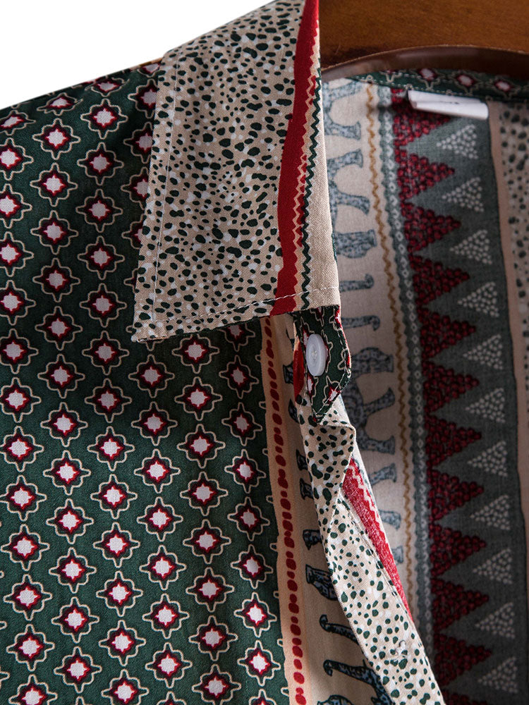 Elephant Geometric Print Shirt - Shirts