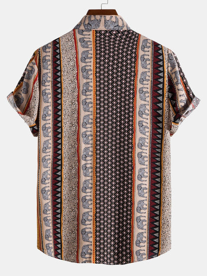 Elephant Geometric Print Shirt - Shirts