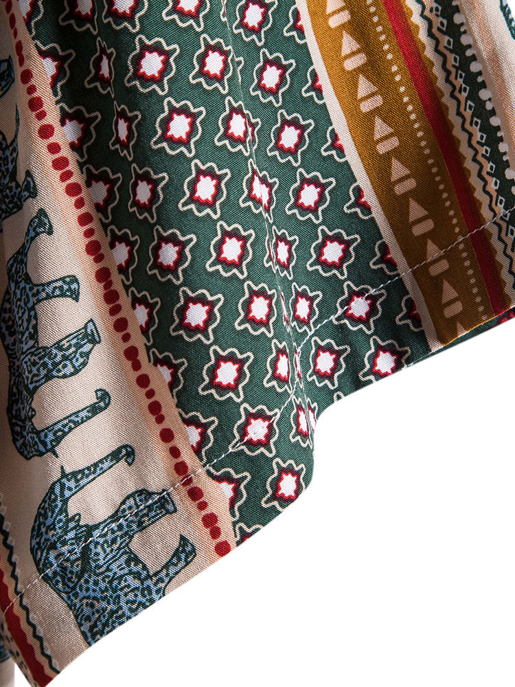 Elephant Geometric Print Shirt - Shirts