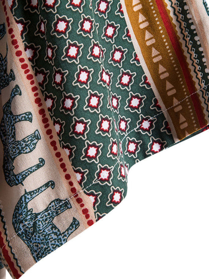 Elephant Geometric Print Shirt - Shirts