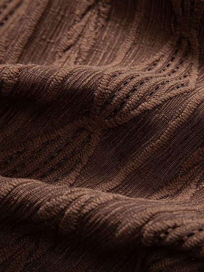 Geometric Jacquard Eyelet Cuban Shirt - Shirts