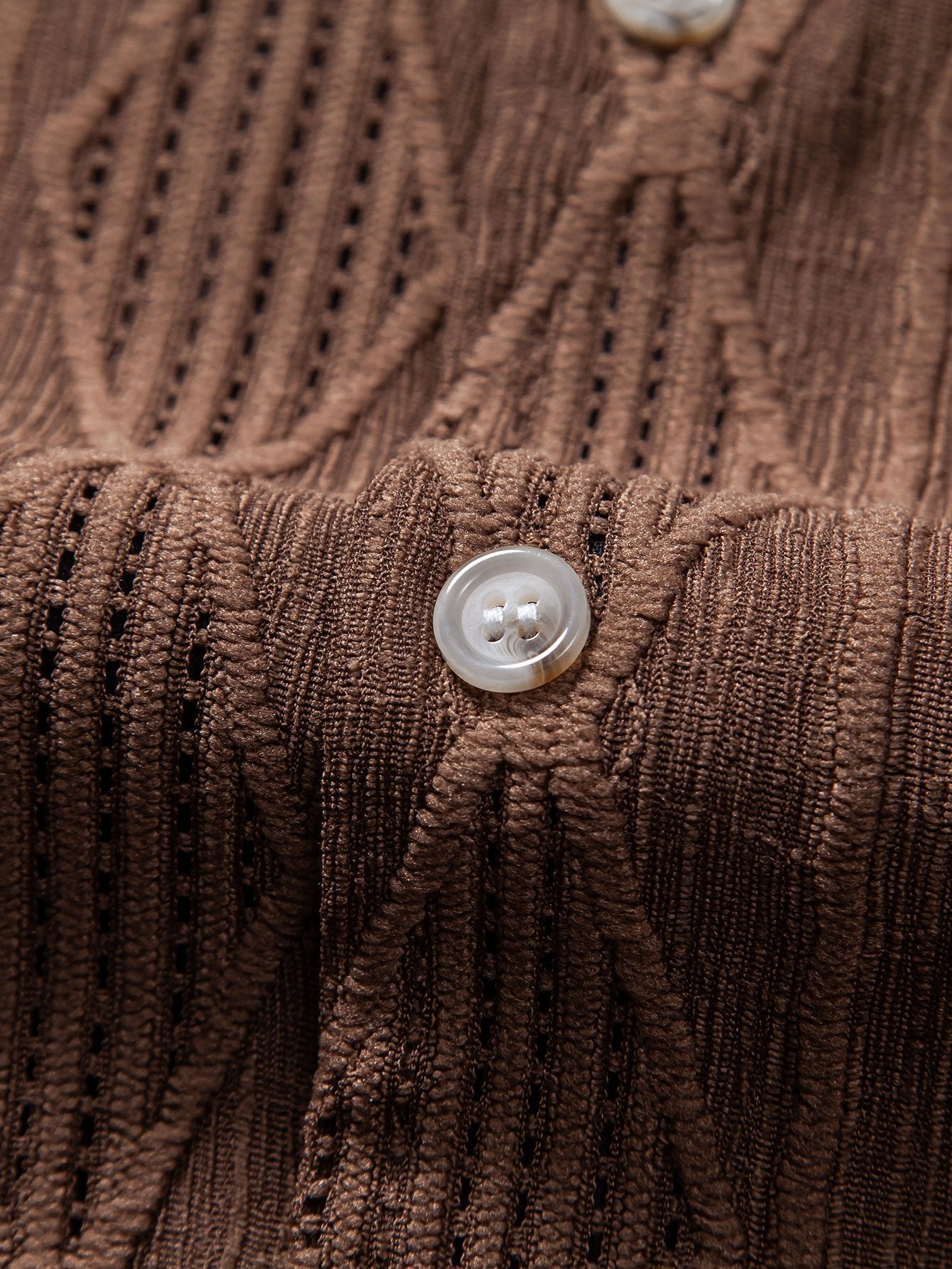 Geometric Jacquard Eyelet Cuban Shirt - Shirts