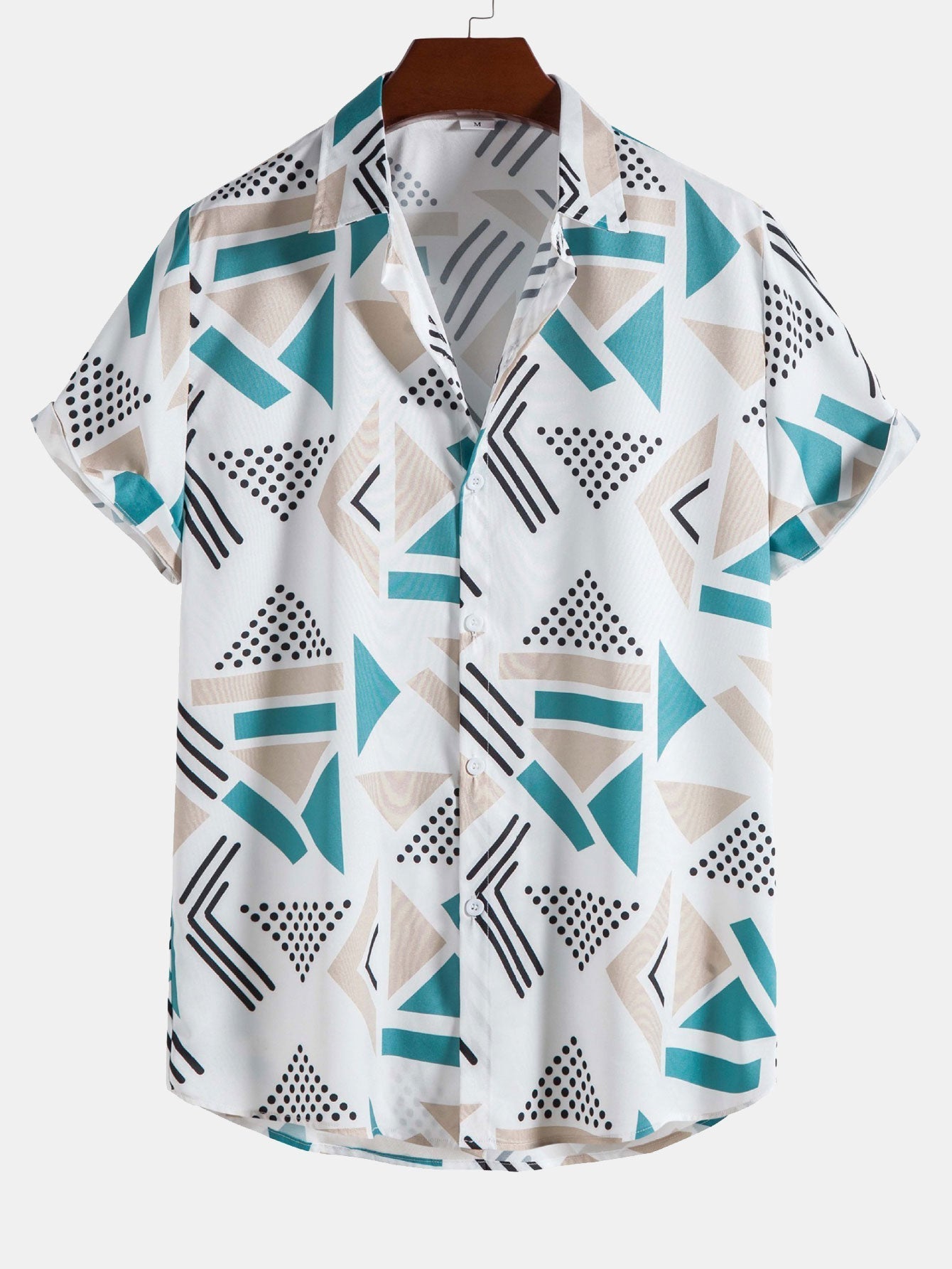 Geometric Print Shirt & Swim Shorts - Two Pieces Outfits