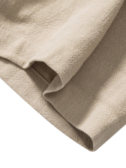 Linen And Rayon Blend Stand Collar Shirt - Shirts