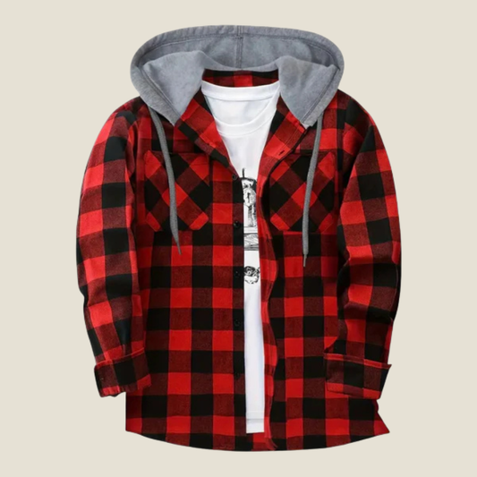 Men’s Button-Up Hooded Sweater - Model Gabriel - Red / S - st - Gabriel