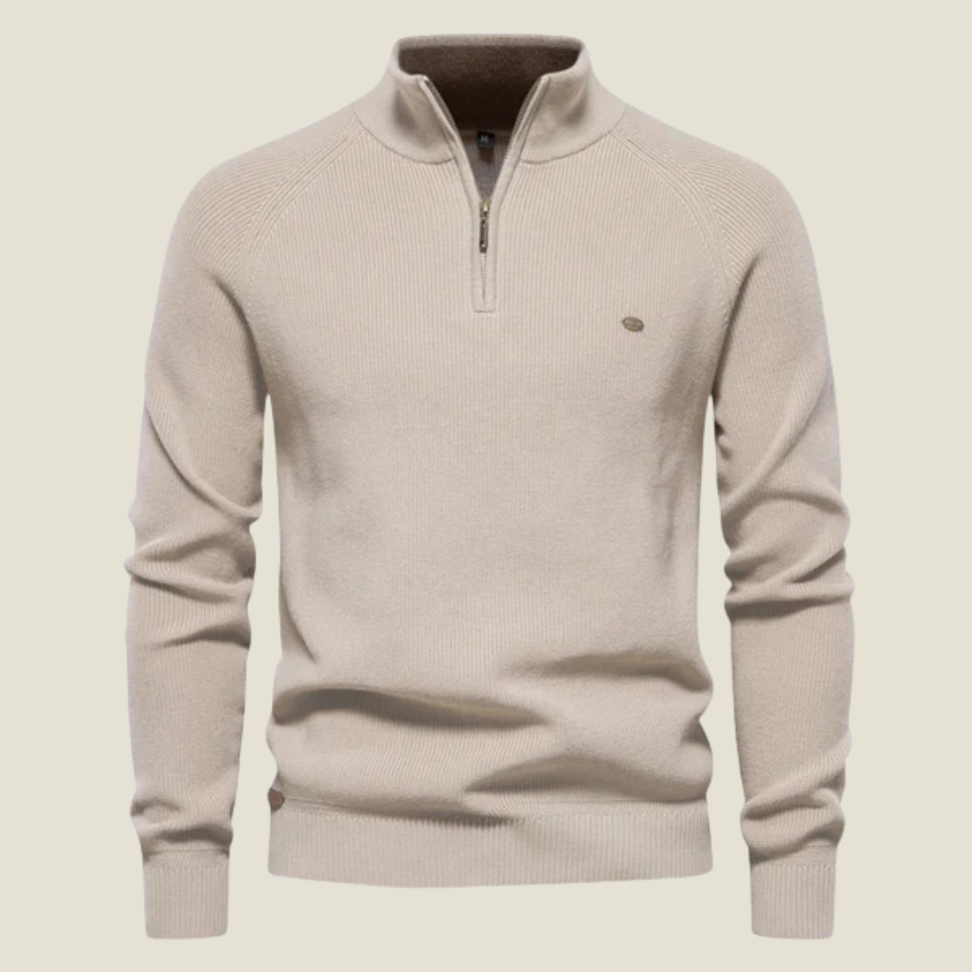 Men’s Half-Zip Sweater - Model Bennett - Beige / S - st - bennet