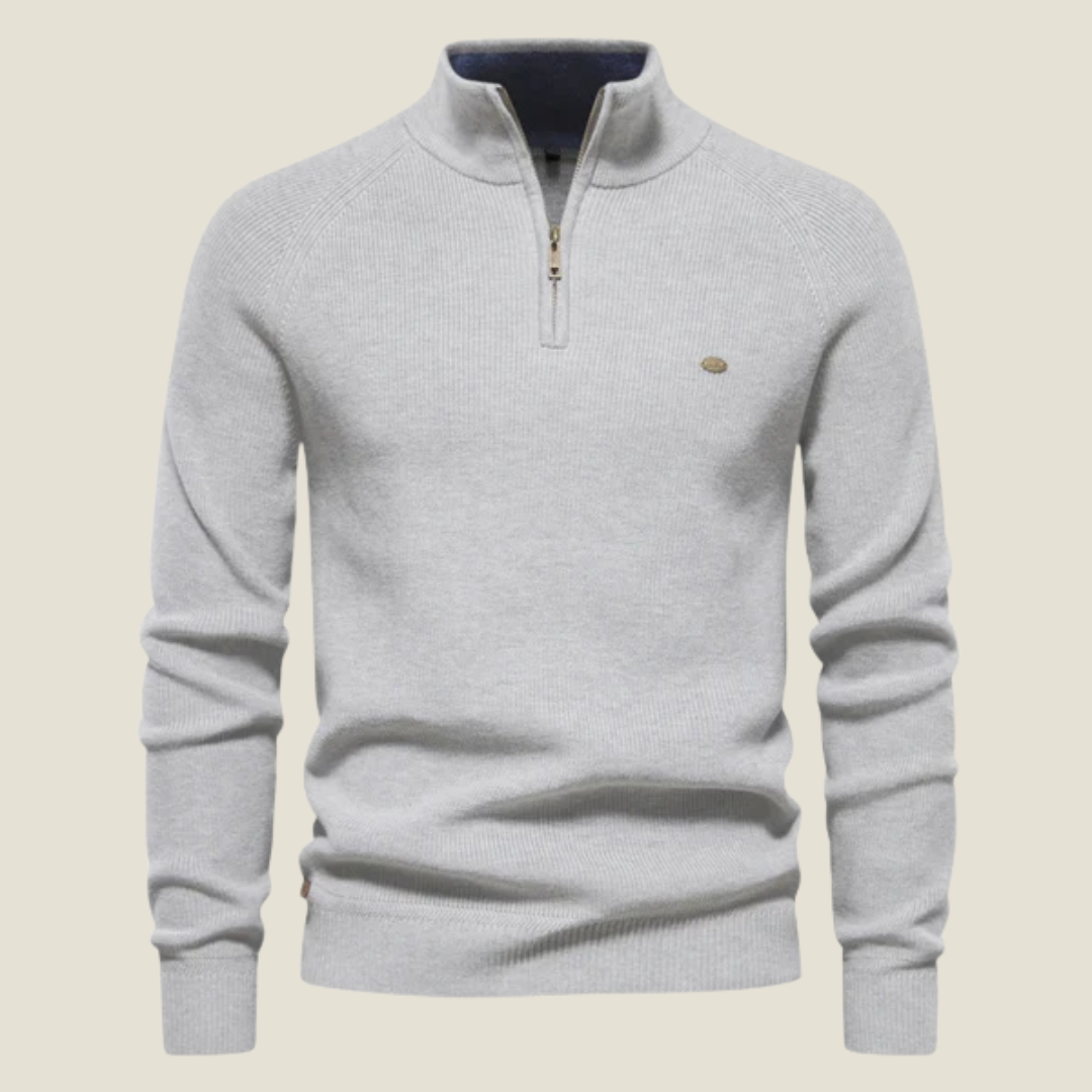 Men’s Half-Zip Sweater - Model Bennett - Grey / S - st - bennet