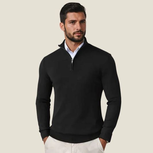Men’s Half Zip Sweater - Model Pembroke - Black / S - st - pembroke