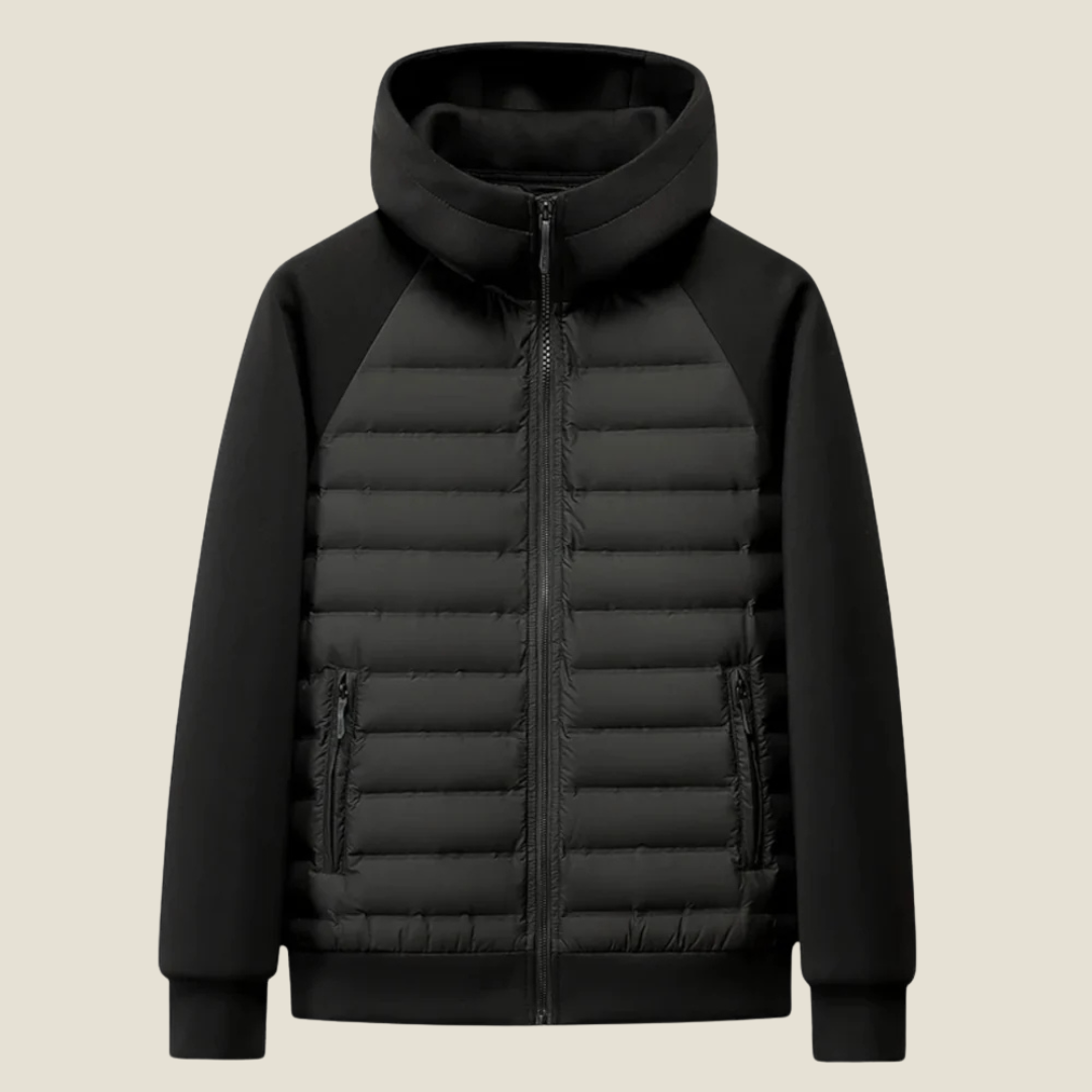 Men’s Hybrid Puffer Jacket - Model Riccardo - Black / S - jq Riccardo