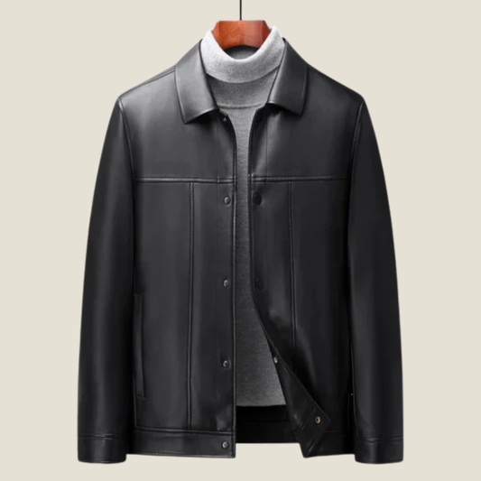 Men’s Leather Jacket Polo - Model Presley - Black / M - jq - Presley