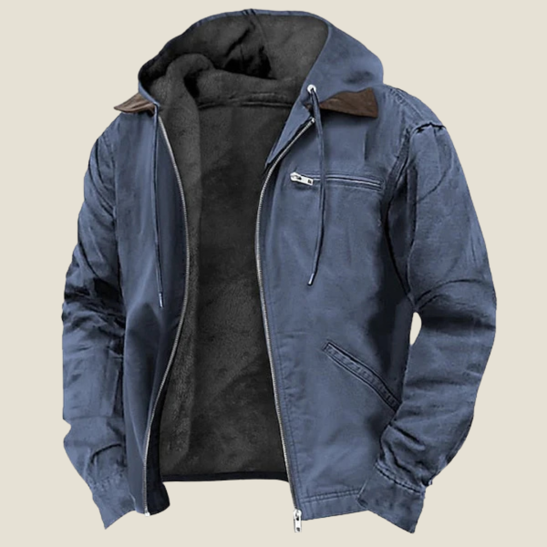 Men’s Sherpa-Lined Hooded Jacket - Model Spencer - Blue / M - jq - spencer