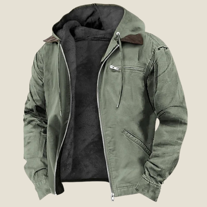 Men’s Sherpa-Lined Hooded Jacket - Model Spencer - Green / M - jq - spencer