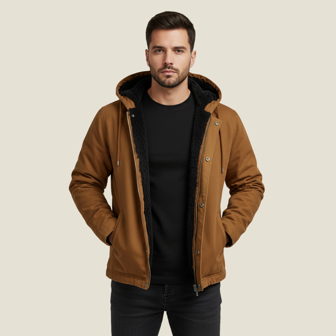 Men’s Sherpa-Lined Hooded Jacket - Model Spencer - jq - spencer