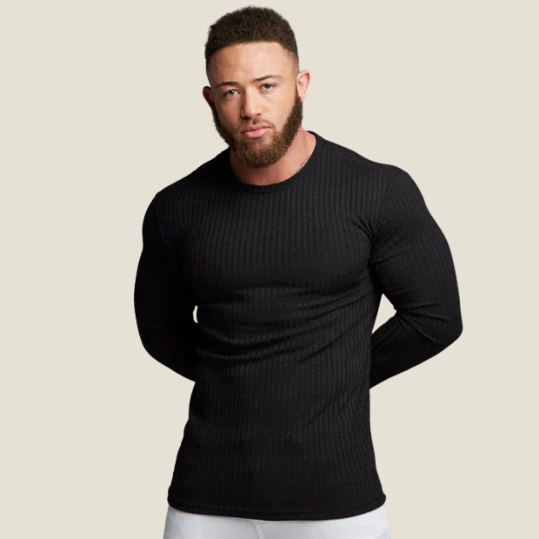 Men’s Slim Fit Sweater - Model Lorenzo - Black / M - st - lorenzo