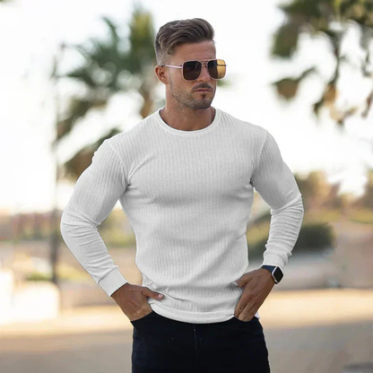 Men’s Slim Fit Sweater - Model Lorenzo - White / M - st - lorenzo