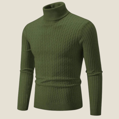 Men’s Wool Turtleneck Sweater - Model Daniel - Green / S - st - daniel