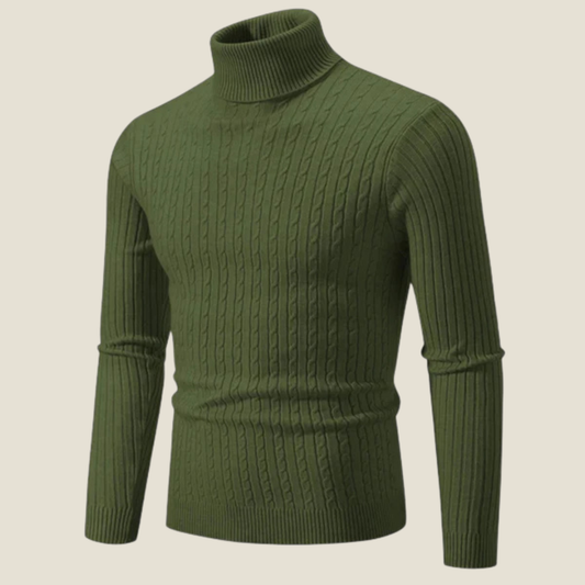 Men’s Wool Turtleneck Sweater - Model Daniel - Green / S - st - daniel