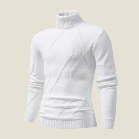 Men’s Wool Turtleneck Sweater - Model Vicenzo - White / M - st - vicenzo