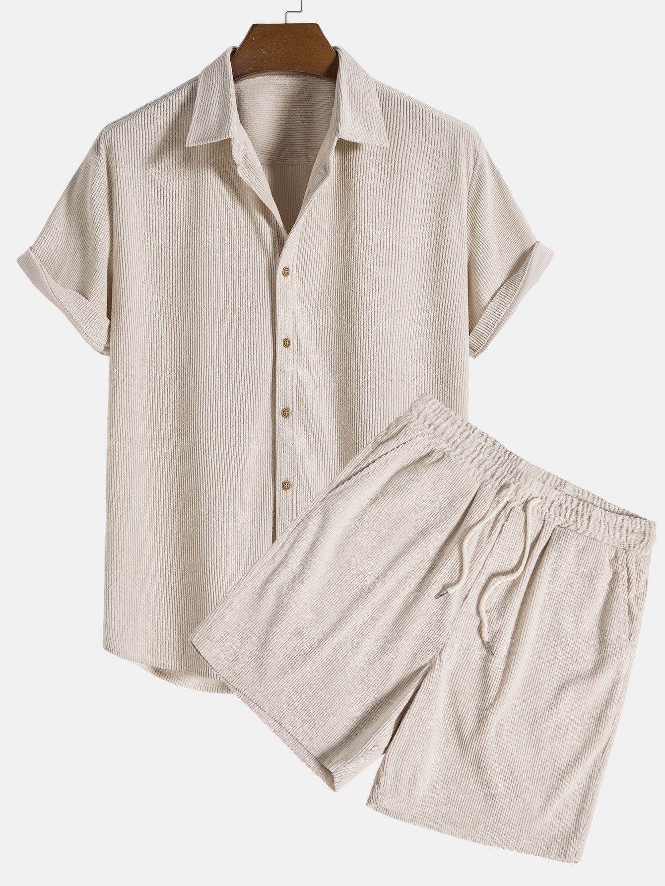 Old Money Duo Set – Premium Shirt & Shorts - beige / S - Two Pieces Outfits