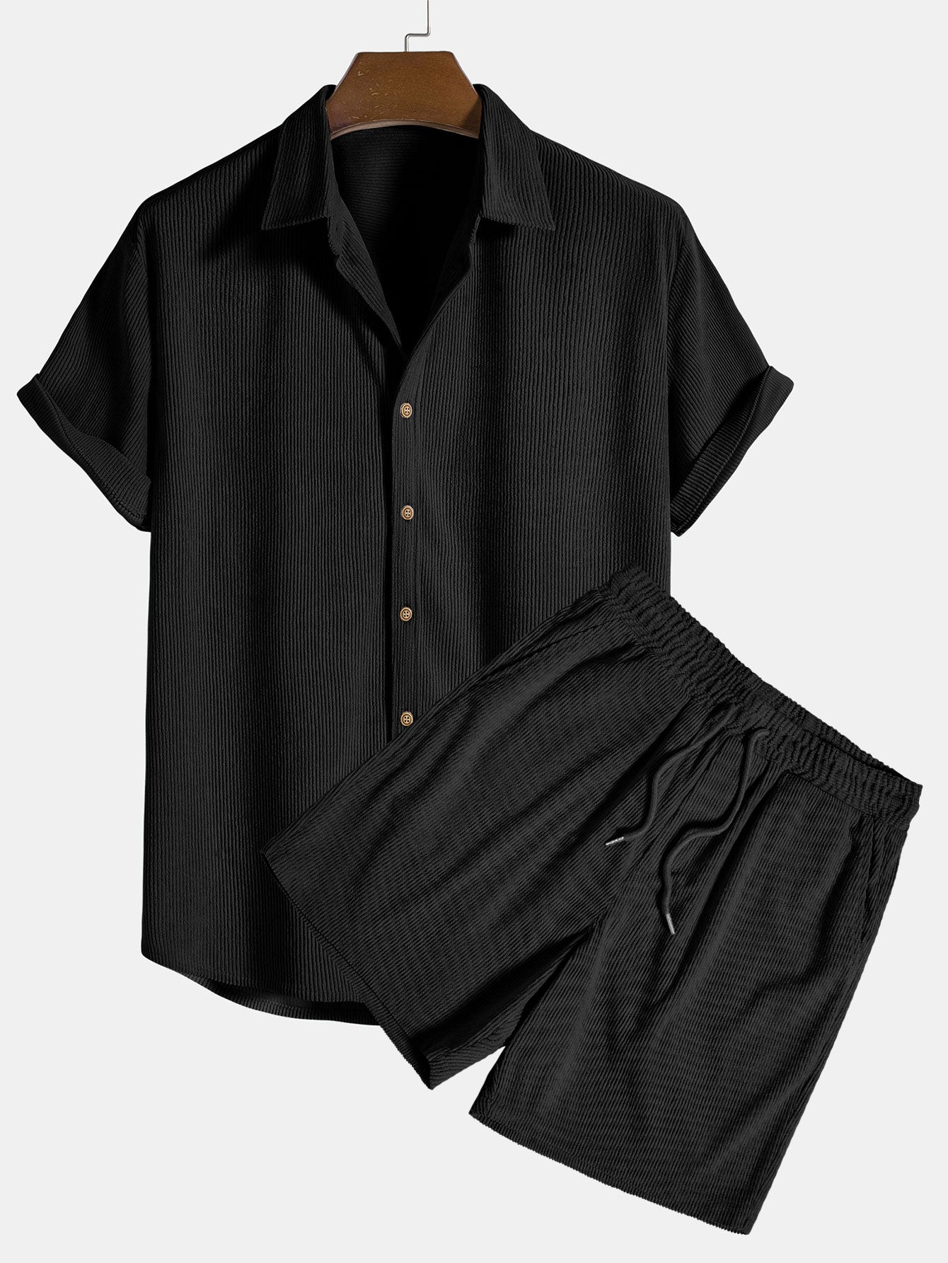 Old Money Duo Set – Premium Shirt & Shorts - black / S - Two Pieces Outfits