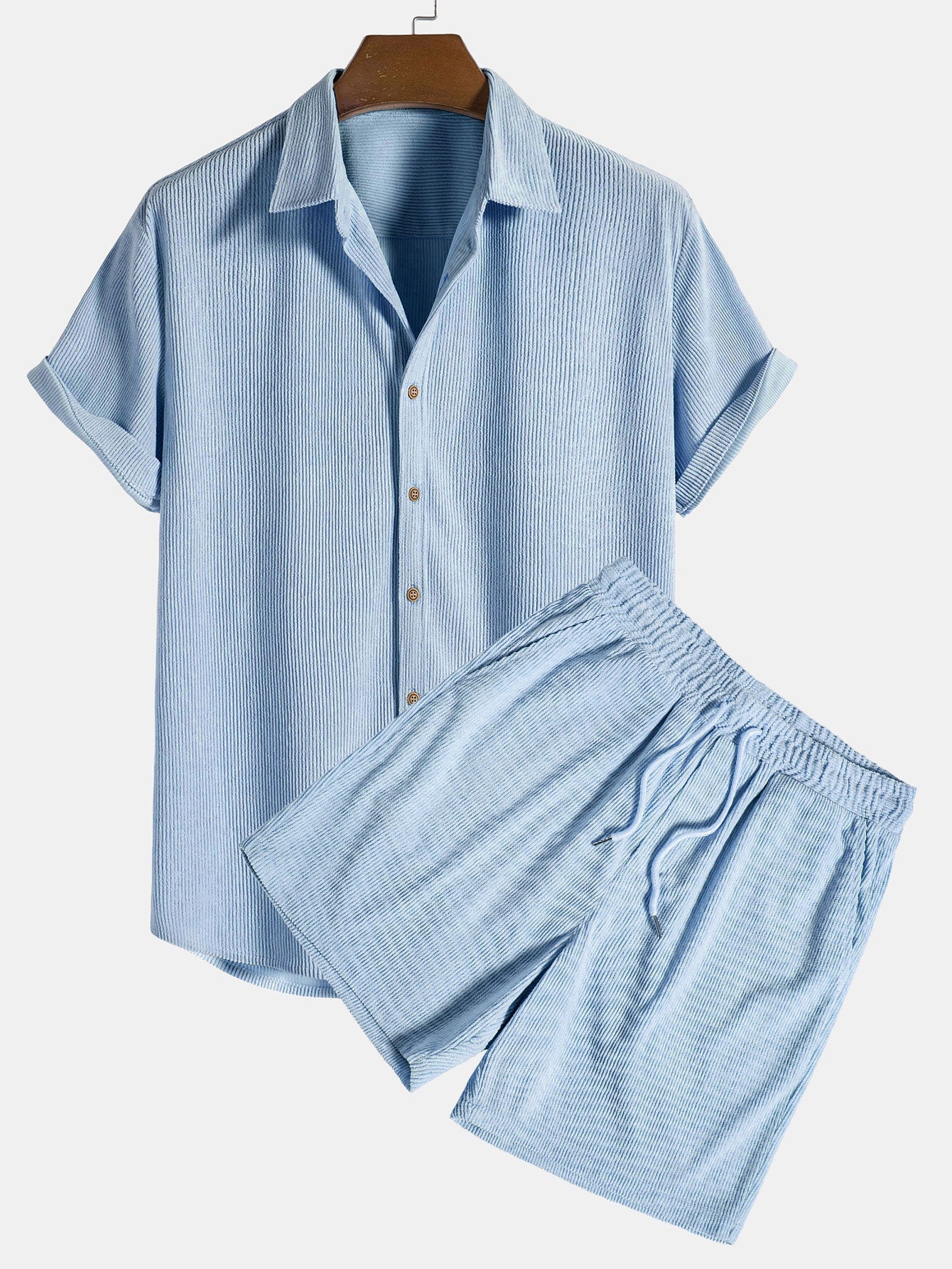 Old Money Duo Set – Premium Shirt & Shorts - lightblue / S - Two Pieces Outfits