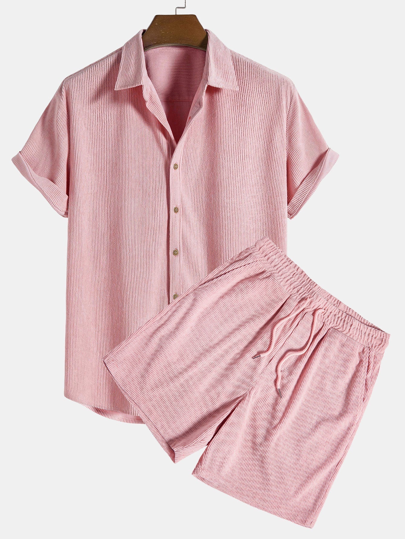 Old Money Duo Set – Premium Shirt & Shorts - lightpink / S - Two Pieces Outfits