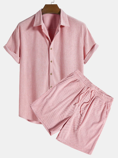 Old Money Duo Set – Premium Shirt & Shorts - lightpink / S - Two Pieces Outfits