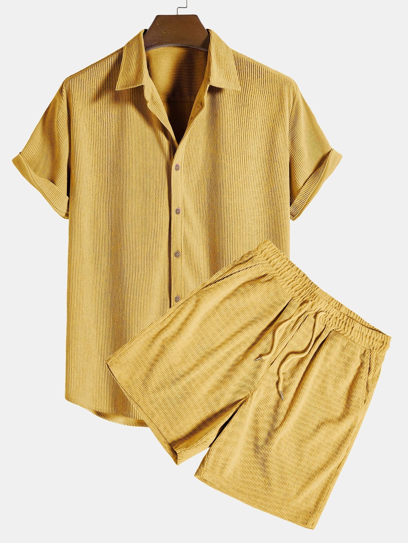Old Money Duo Set – Premium Shirt & Shorts - yellow / S - Two Pieces Outfits