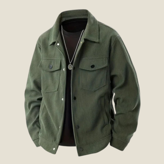 Plus Size Men’s Corduroy Jacket - Model Vienna - Green / 2XL - jq - Vienna