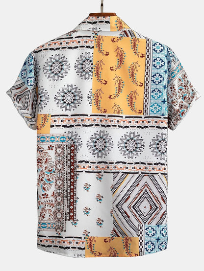 Scarf Print Button Up Shirt - Shirts