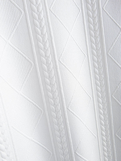 Short Sleeve Geometric Jacquard Arc Hem T-Shirt - T-Shirts