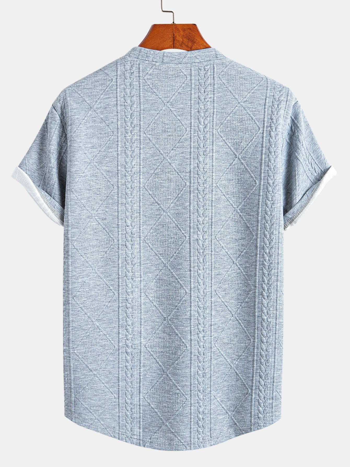 Short Sleeve Geometric Jacquard Arc Hem T-Shirt - T-Shirts