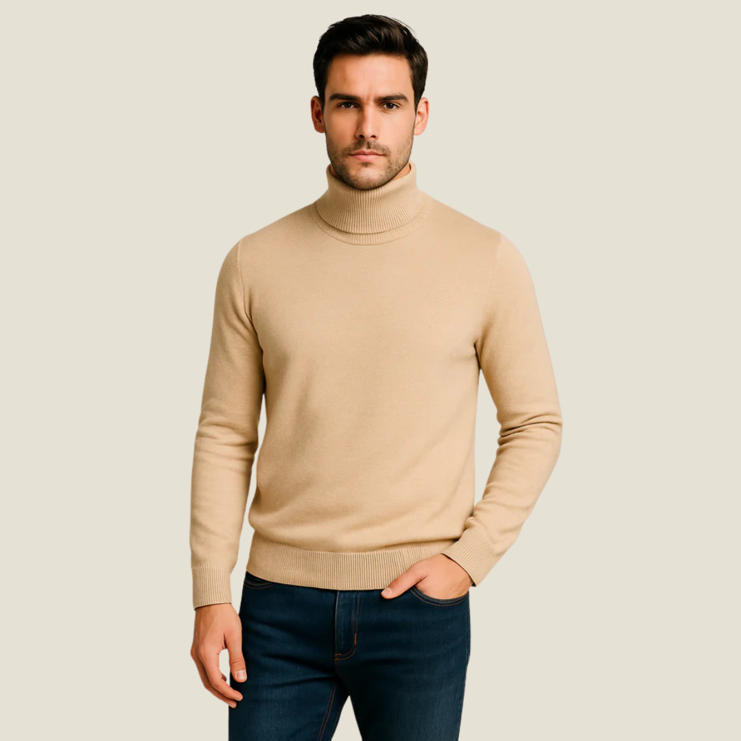 Turtleneck Sweater For Mens - Model Blake - Beige / S - st - Blake