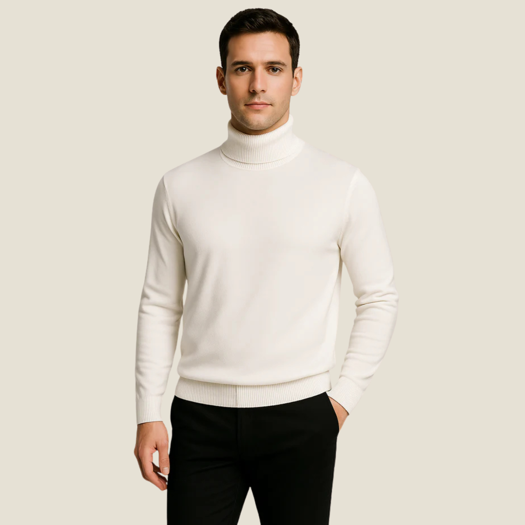 Turtleneck Sweater For Mens - Model Blake - White / S - st - Blake