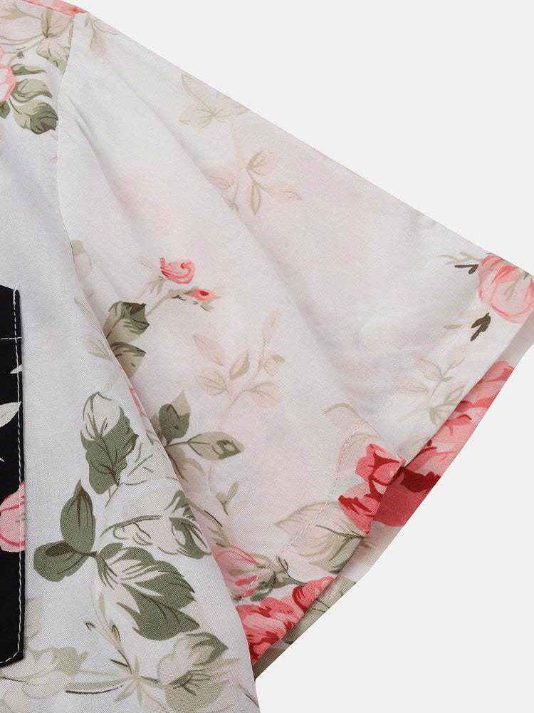 Two Tone Floral Print Shirt - Shirts