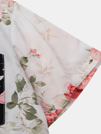 Two Tone Floral Print Shirt - Shirts