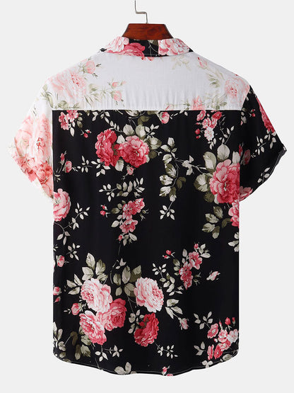 Two Tone Floral Print Shirt - Shirts