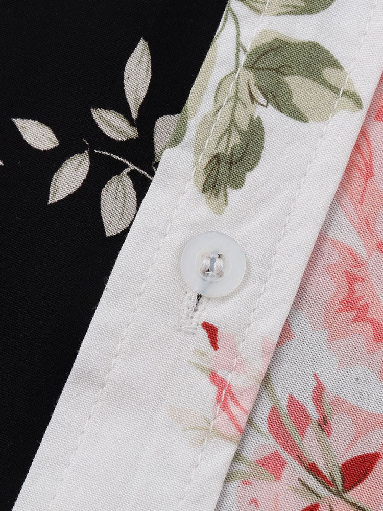Two Tone Floral Print Shirt - Shirts
